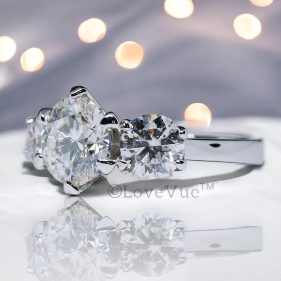 Certified 5ct. t.w. Diamond Three-stone Brilliant Cut Engagement Ring - Picture 3 of 17